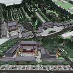 草图大师su中式纪念公园