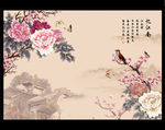 牡丹花电视机背景