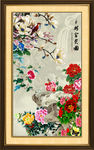 牡丹花鸟画