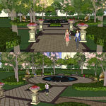 广场入口景观sketchup