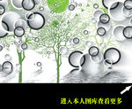 手绘树鸟大型壁画背景墙图片下载