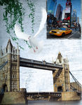 英国伦敦大桥建筑装饰画