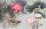 荷花壁画