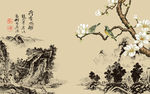 中国风花鸟壁画