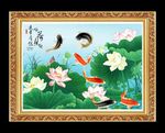 荷花锂鱼图