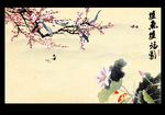 荷花双鱼图