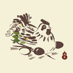 插画鸡仔手绘矢量