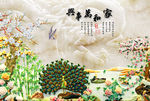 玉雕背景墙 大型壁画 孔雀开屏