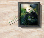 熊猫吃竹子3D画