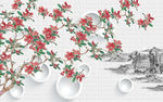 现代中式背景墙