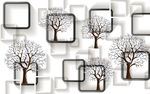 3D黑白方块大树