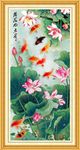 荷花九鱼图