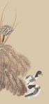 原创中国风国画鸟荷叶装饰靠图案