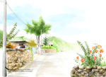 村庄卡套插画