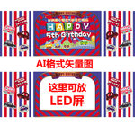 卡通小车主题生日背景展板