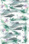 水墨画天鹅花卉图案