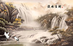 流水生财国画山水画