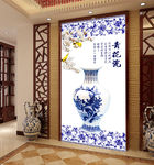 青花瓷中国风玄关平面图