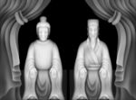 墓碑石雕土地公婆灰度图