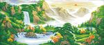 国画日照春晖江山如画