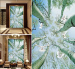 树林丛林白鸽3D玄关过道背景墙