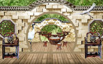 中式风格庭院砖墙太师椅茶桌文化