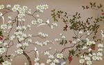 手绘玉兰花鸟图装饰画