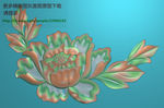 牡丹洋花门上花精雕灰度浮雕图