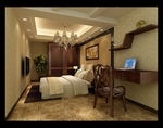 简约中式卧室效果图