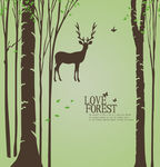 麋鹿森林矢量树林