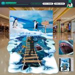 3d地画 企鹅 冰川 鲨鱼