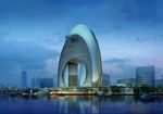 异形椭圆建筑夜景建筑效果图