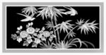 菊花竹子花鸟灰度图