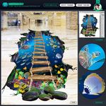 3d地贴 海龟 鱼群