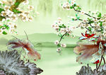 花鸟荷花壁画