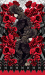 时尚黑鹦鹉红玫瑰女装定位花