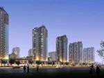 住宅区裙楼夜景建筑效果图