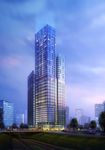 马路边商务大厦夜景建筑效果图