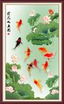 荷花九鱼图