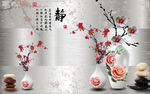 花瓶兰花背景墙