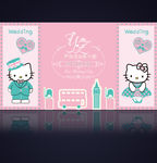 蓝色粉晶凯蒂猫婚礼舞台背景