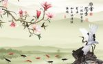 中国风雅舍兰香客厅背景墙壁画