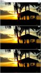 夕阳下海滩休闲度假的情侣
