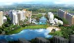 住宅区鸟瞰绿化建筑效果图
