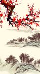 国画梅花玄关背景墙