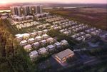 别墅群黄昏鸟瞰建筑效果图
