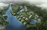 别墅度假村鸟瞰白天建筑效果图