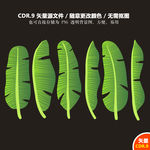 手绘卡通树叶香蕉叶矢量图