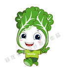 卡通大白菜精灵矢量插图