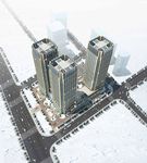 商务中心雪景鸟瞰效果图